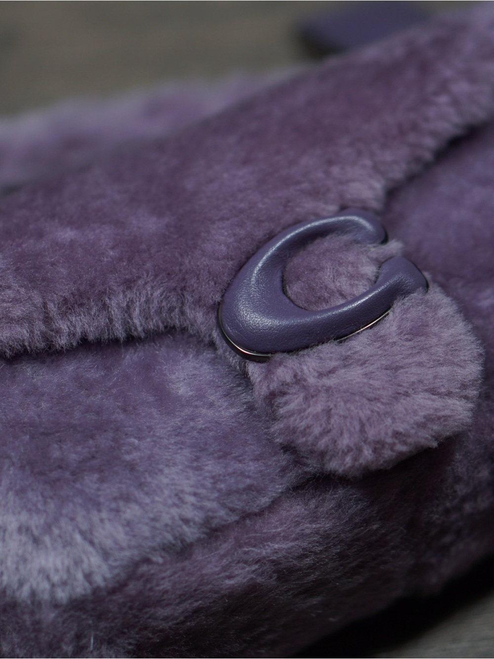Plush Purple Shearling Shoulder Bag with Signature C Hook